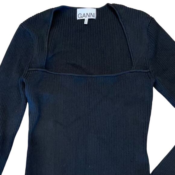 Ganni Sweater Dress Midi Ribbed Knit - Picture 3 of 7